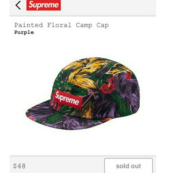 supreme painted floral camp cap